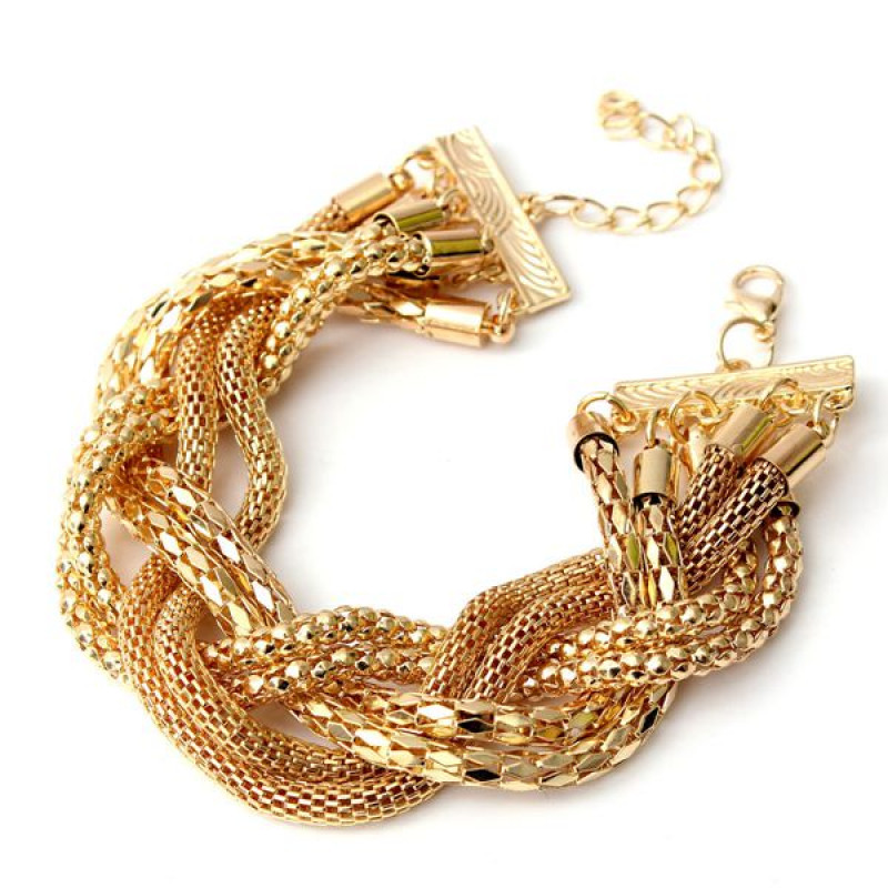 Thick Gold Bracelet
 Buy Gold Twisted Alloy Rope Thick Chain Chunky Bracelet