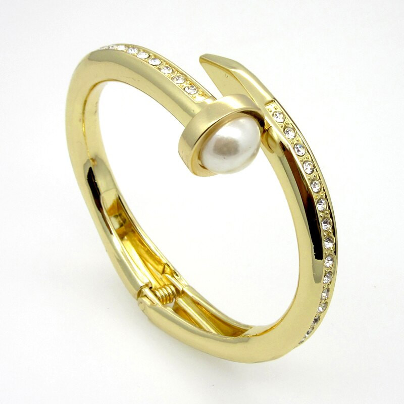 Thick Gold Bracelet
 Fashion Women Jewelry Heavy Big Thick Nail Bracelet Design