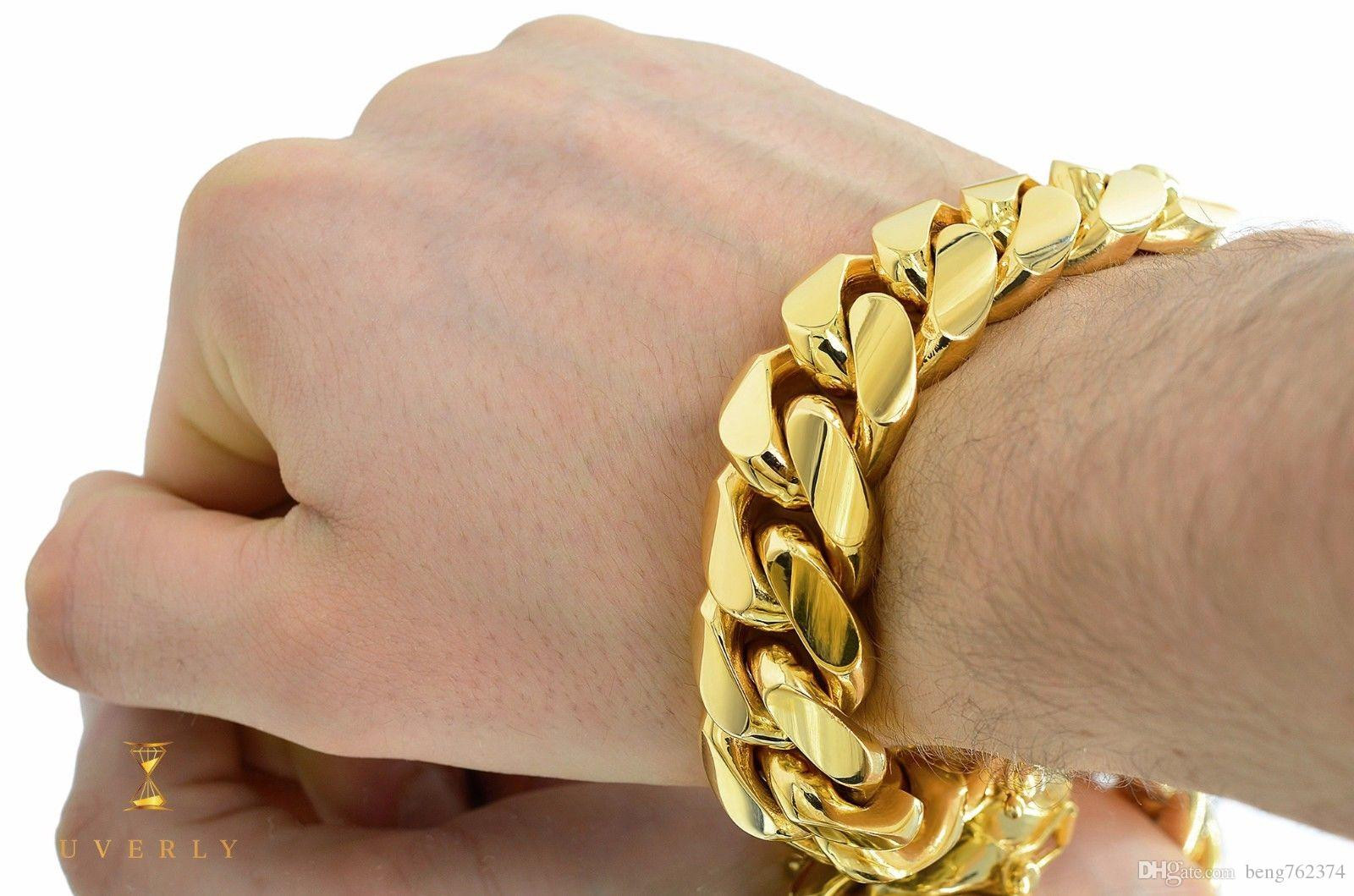 Thick Gold Bracelet
 2019 20mm Thick VIP Miami Cuban 14K Solid Yellow Gold