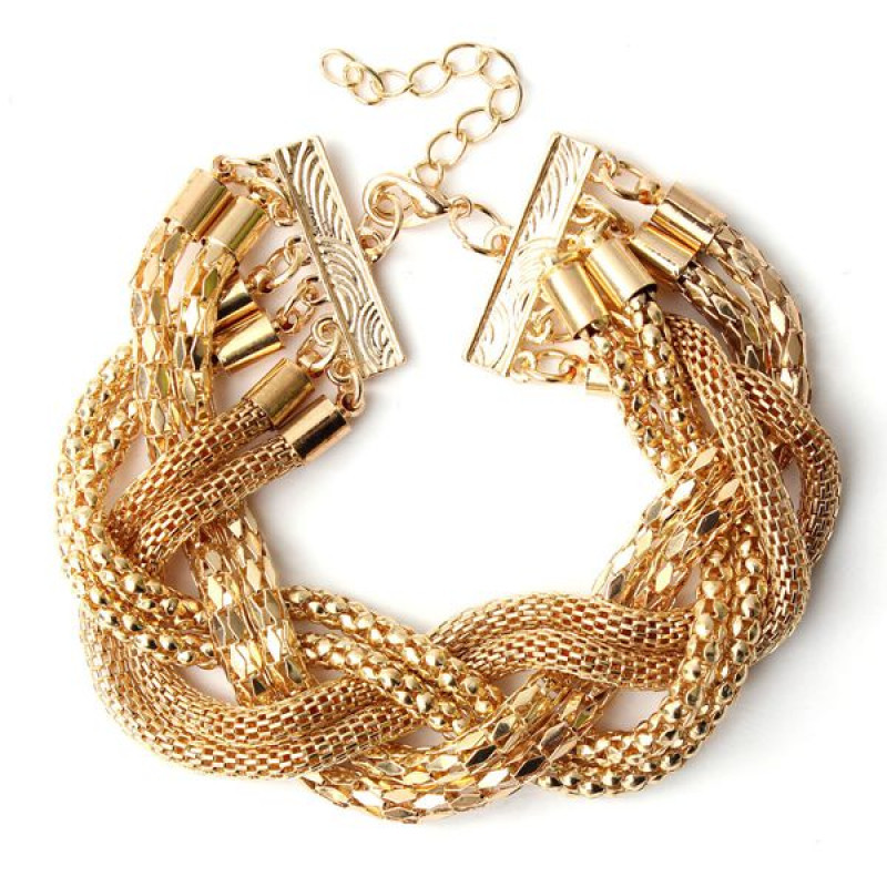 Thick Gold Bracelet
 Buy Gold Twisted Alloy Rope Thick Chain Chunky Bracelet