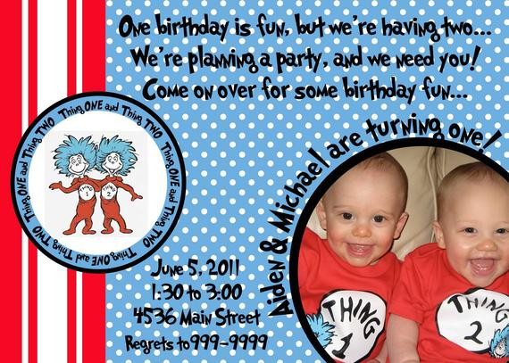 Thing 1 And Thing 2 Birthday Invitations
 Unavailable Listing on Etsy