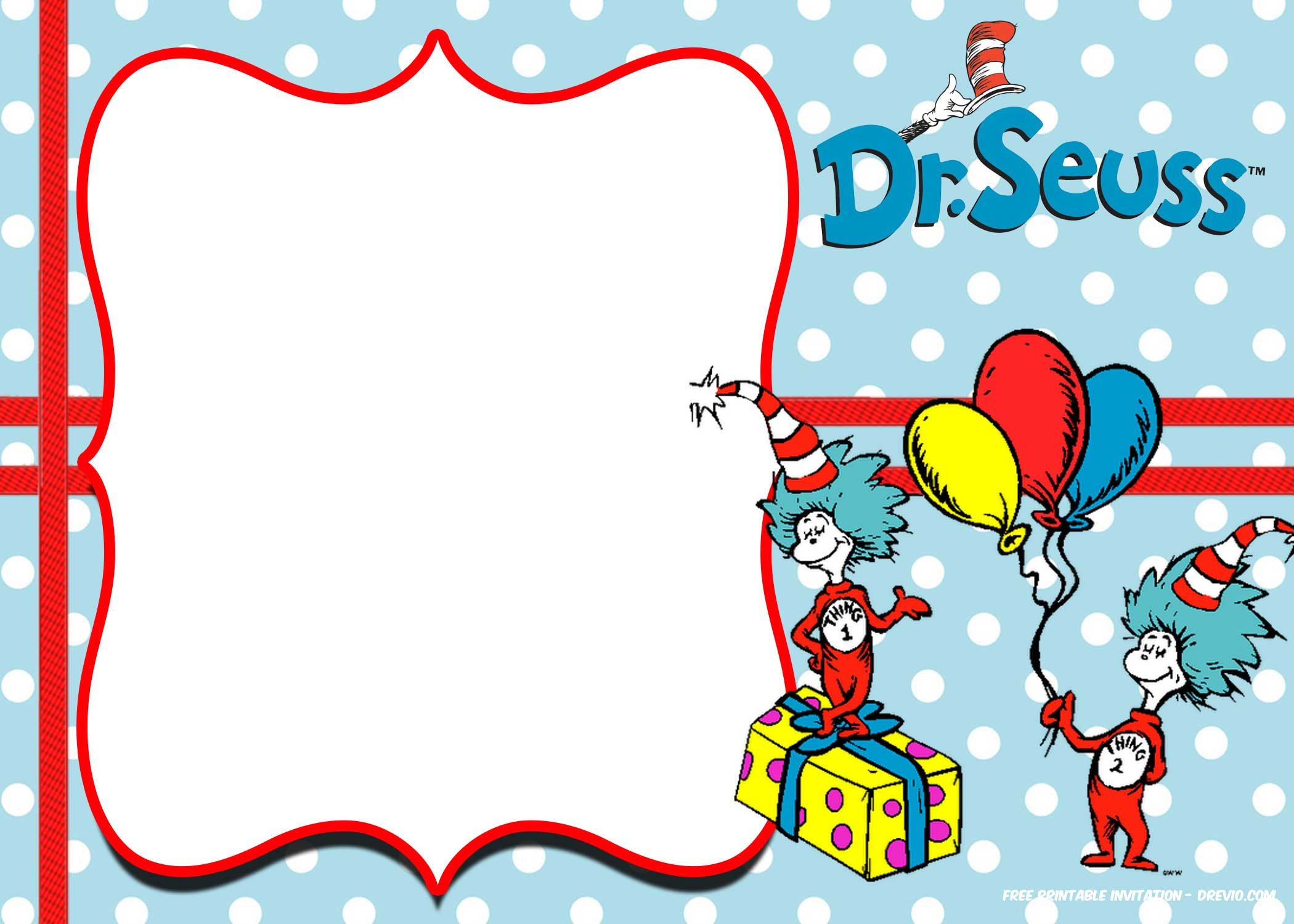 Thing 1 And Thing 2 Birthday Invitations
 FREE Thing 1 and Thing 2 dr Seuss invitation templates