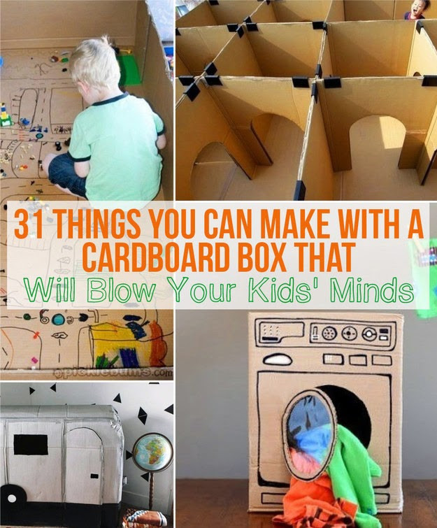Things Kids Can Make
 Build cardboard box boat