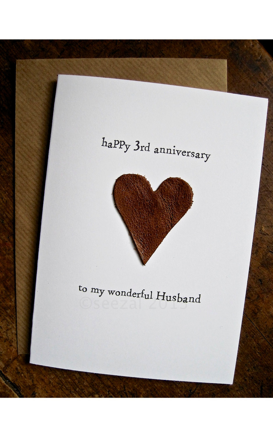 Third Wedding Anniversary Gift
 3rd Wedding Anniversary Card HUSBAND Traditional t LEATHER