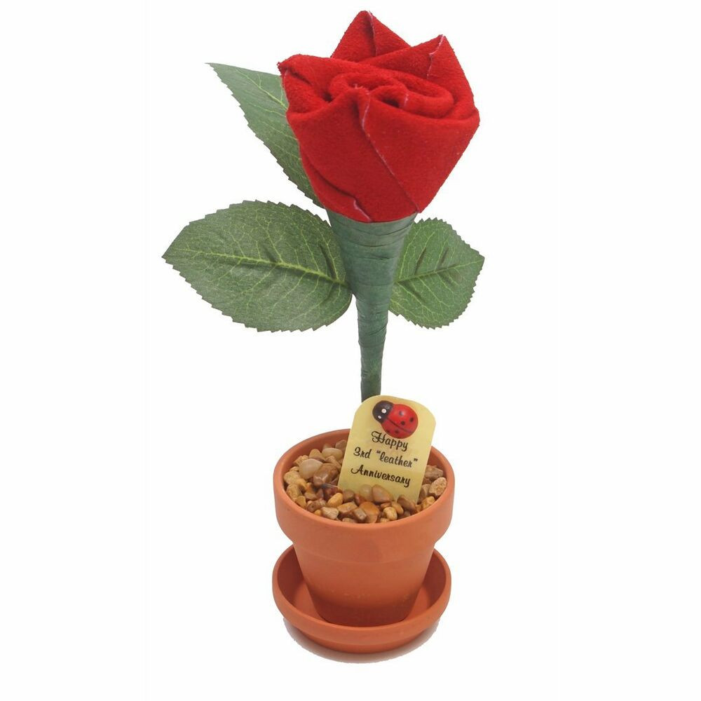 Third Wedding Anniversary Gift
 3rd Wedding Anniversary Gift Potted Leather Rose