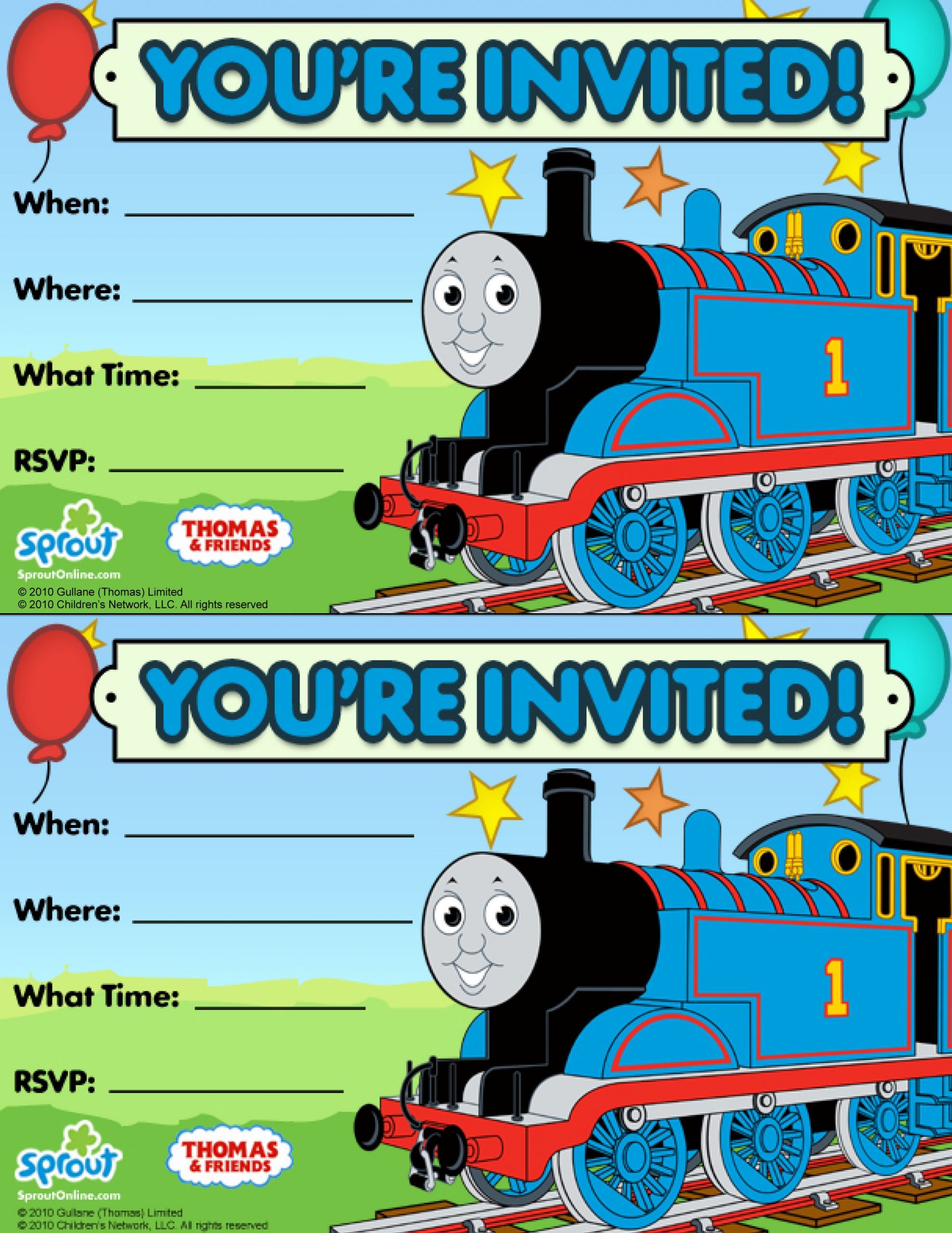 Thomas And Friends Birthday Invitations
 Thomas & Friends Party Invitation Free