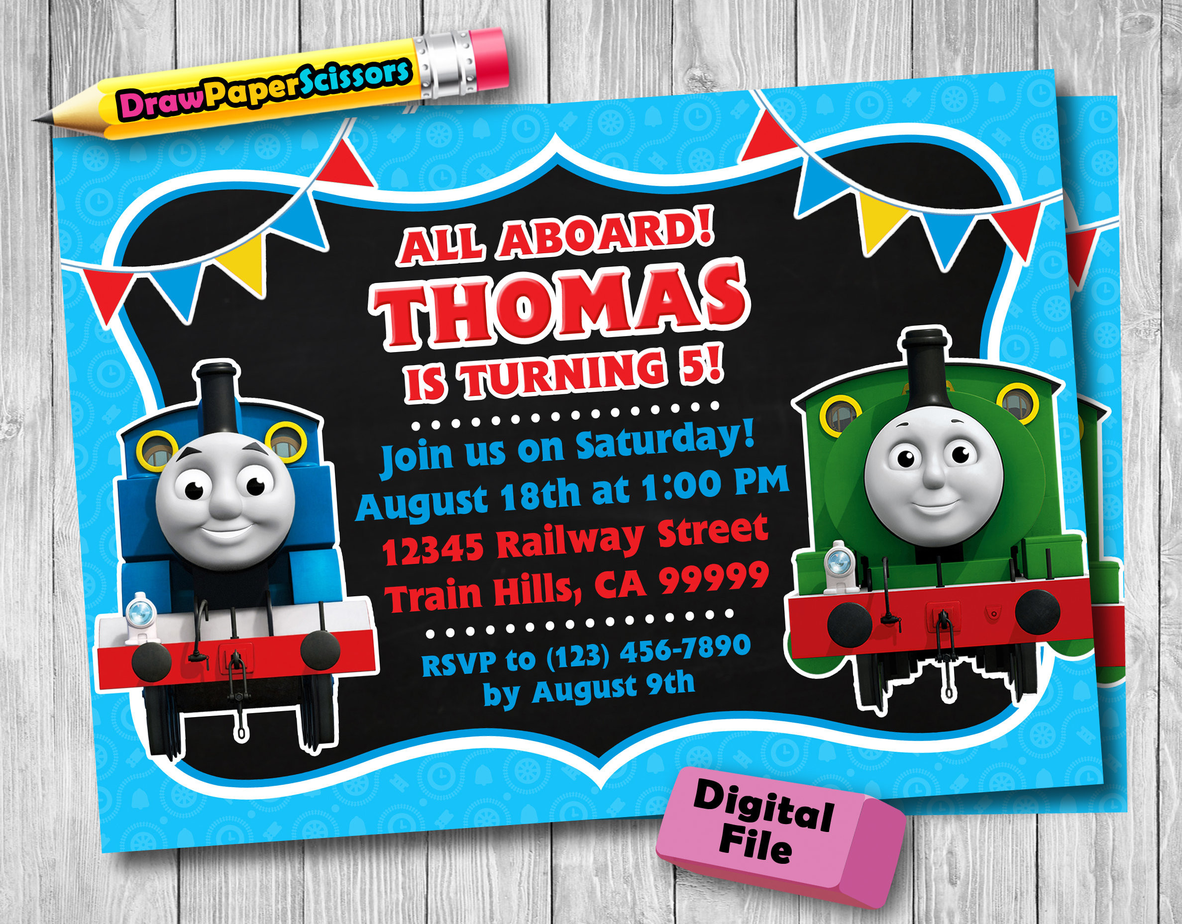 Thomas And Friends Birthday Invitations
 Thomas the Train Birthday Invitation Digital Download