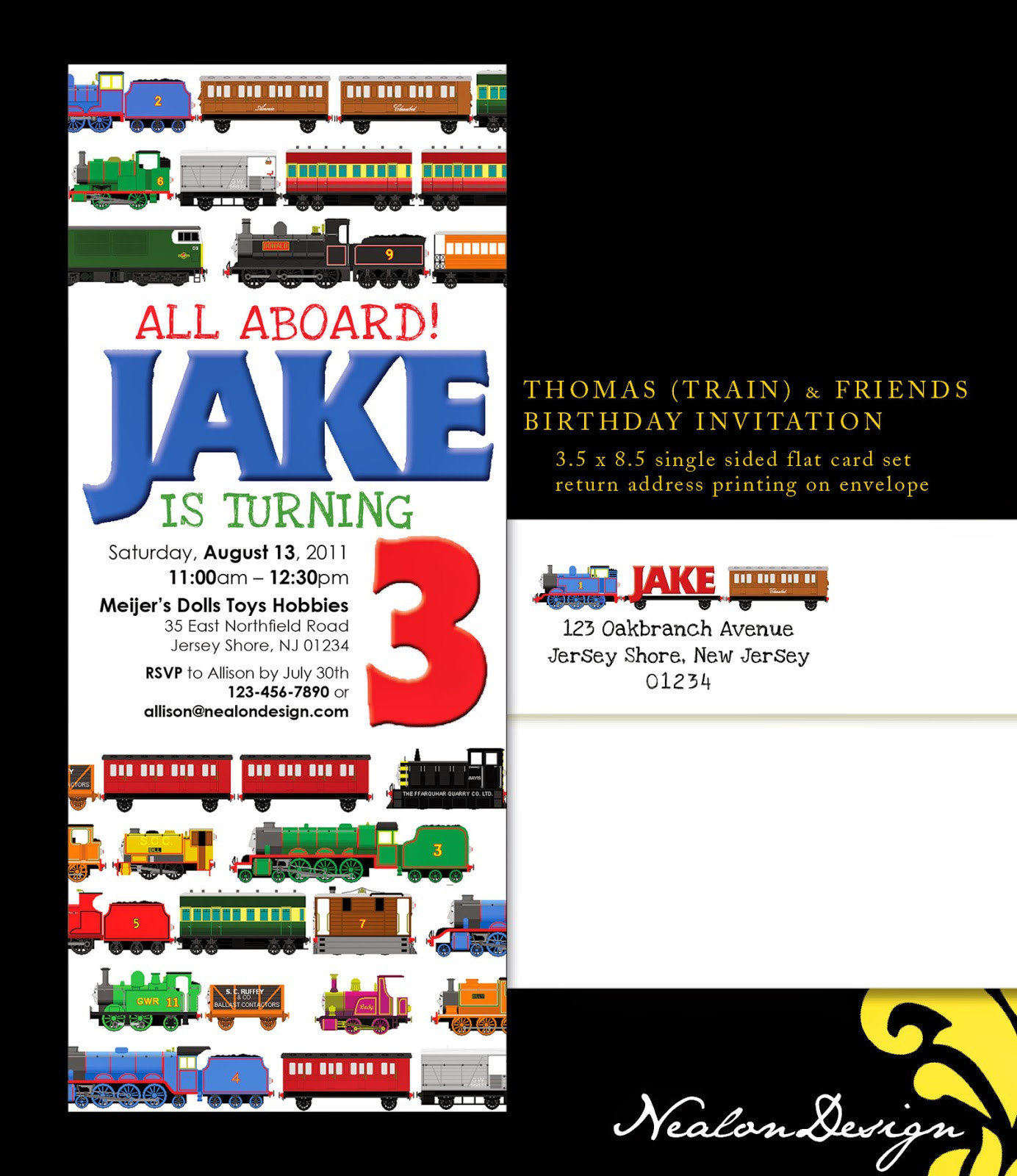 Thomas And Friends Birthday Invitations
 Nealon Design Thomas & Friends TRAIN Birthday INVITATION