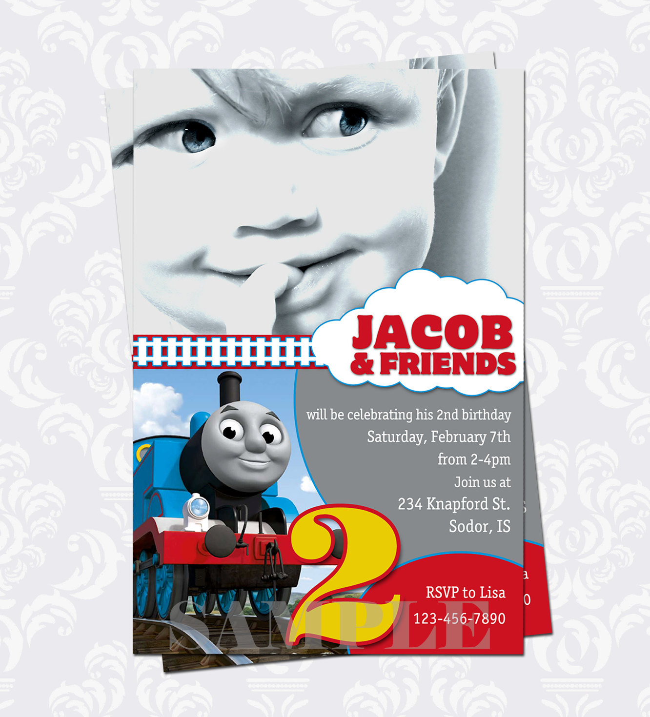 Thomas And Friends Birthday Invitations
 Thomas and Friends Birthday Party Invitation by