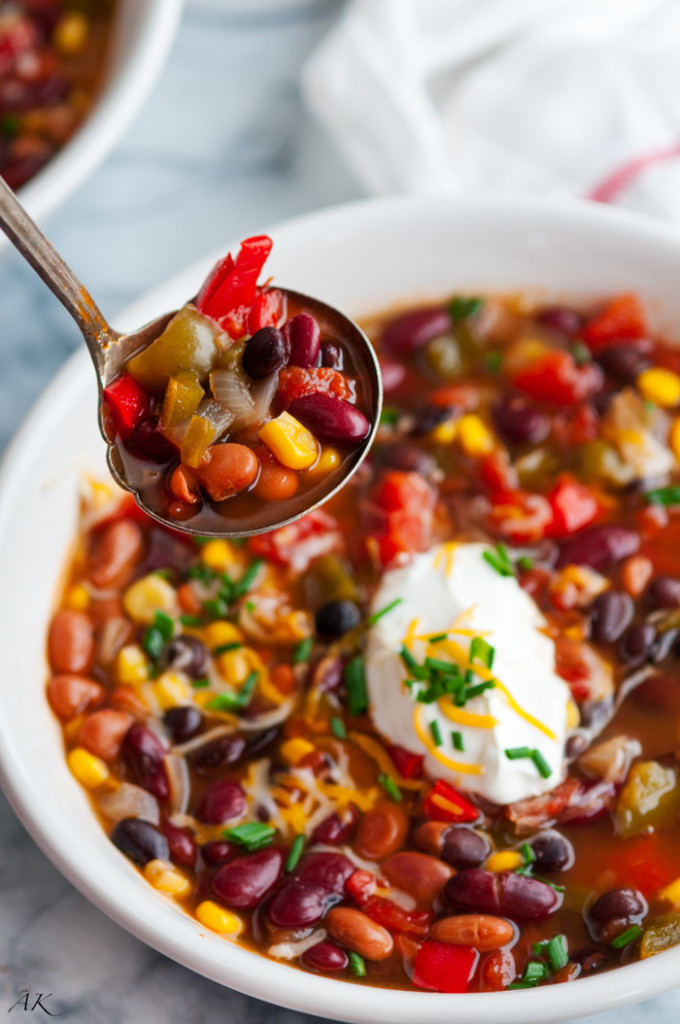 Three Bean Vegetarian Chili
 Slow Cooker Three Bean Chili Aberdeen s Kitchen