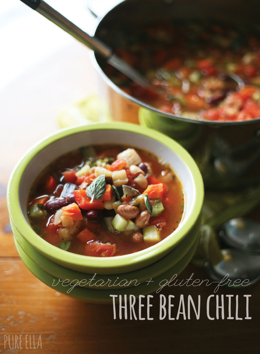 Three Bean Vegetarian Chili
 Ve arian Three Bean Chili Pure Ella