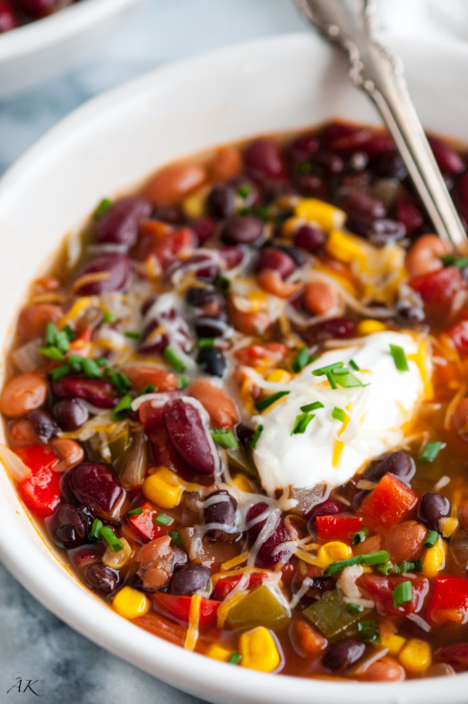 Three Bean Vegetarian Chili
 Slow Cooker Three Bean Chili Aberdeen s Kitchen