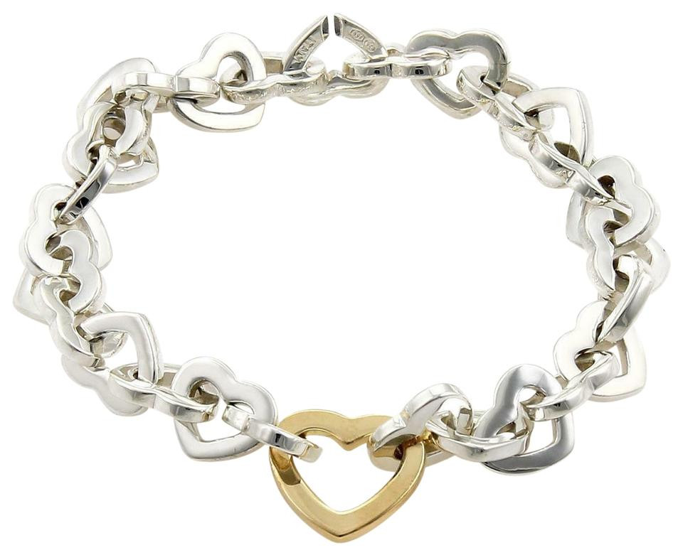 Tiffany Heart Link Bracelet
 Tiffany & Co Classic 925 Silver 18k Yellow Gold