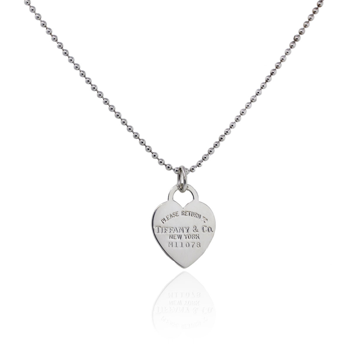 Tiffany Silver Necklace
 Tiffany & Co Sterling Silver Heart Pendant Bead Necklace