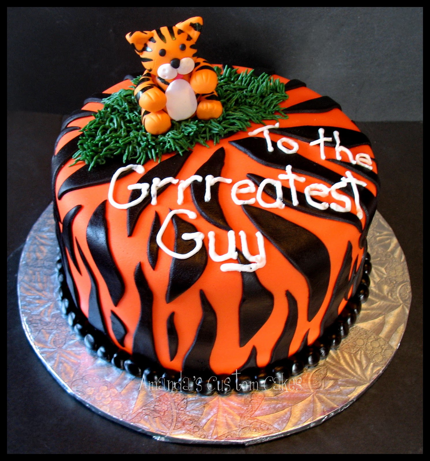 Tiger Birthday Cake
 Amanda s Custom Cakes Tiger themed cookies and cake