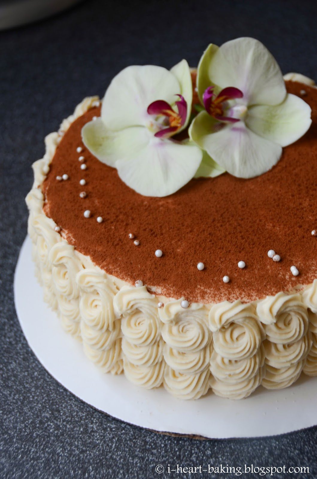 Tiramisu Birthday Cake
 i heart baking tiramisu birthday cake with piped swirl