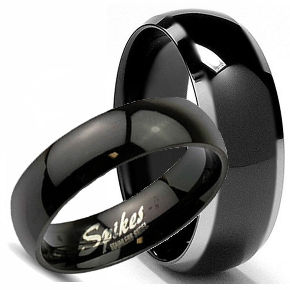 Titanium Wedding Band Sets
 His Hers Mens BLACK TITANIUM & Womens Stainless Steel