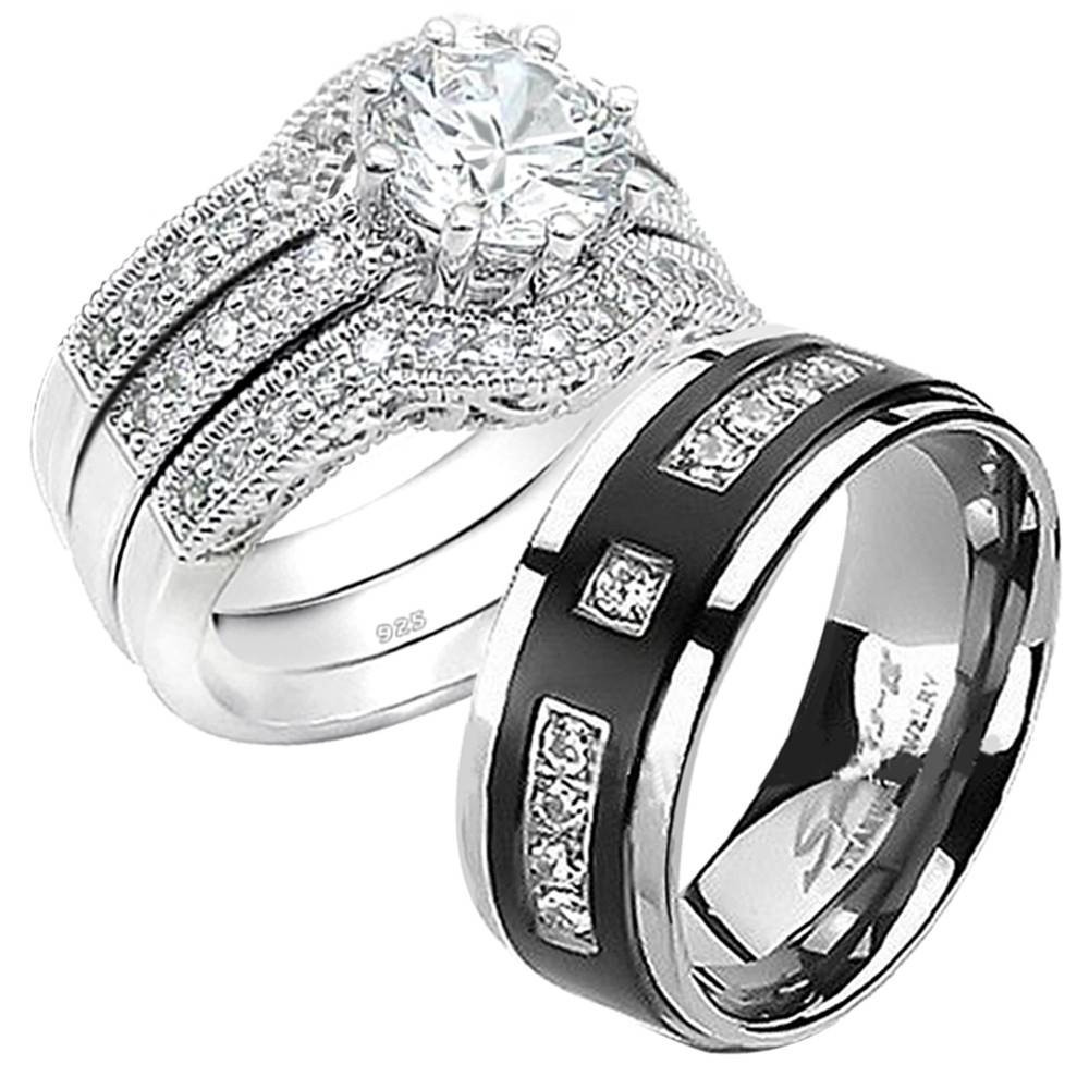 titanium wedding band sets his hers        <h3 class=