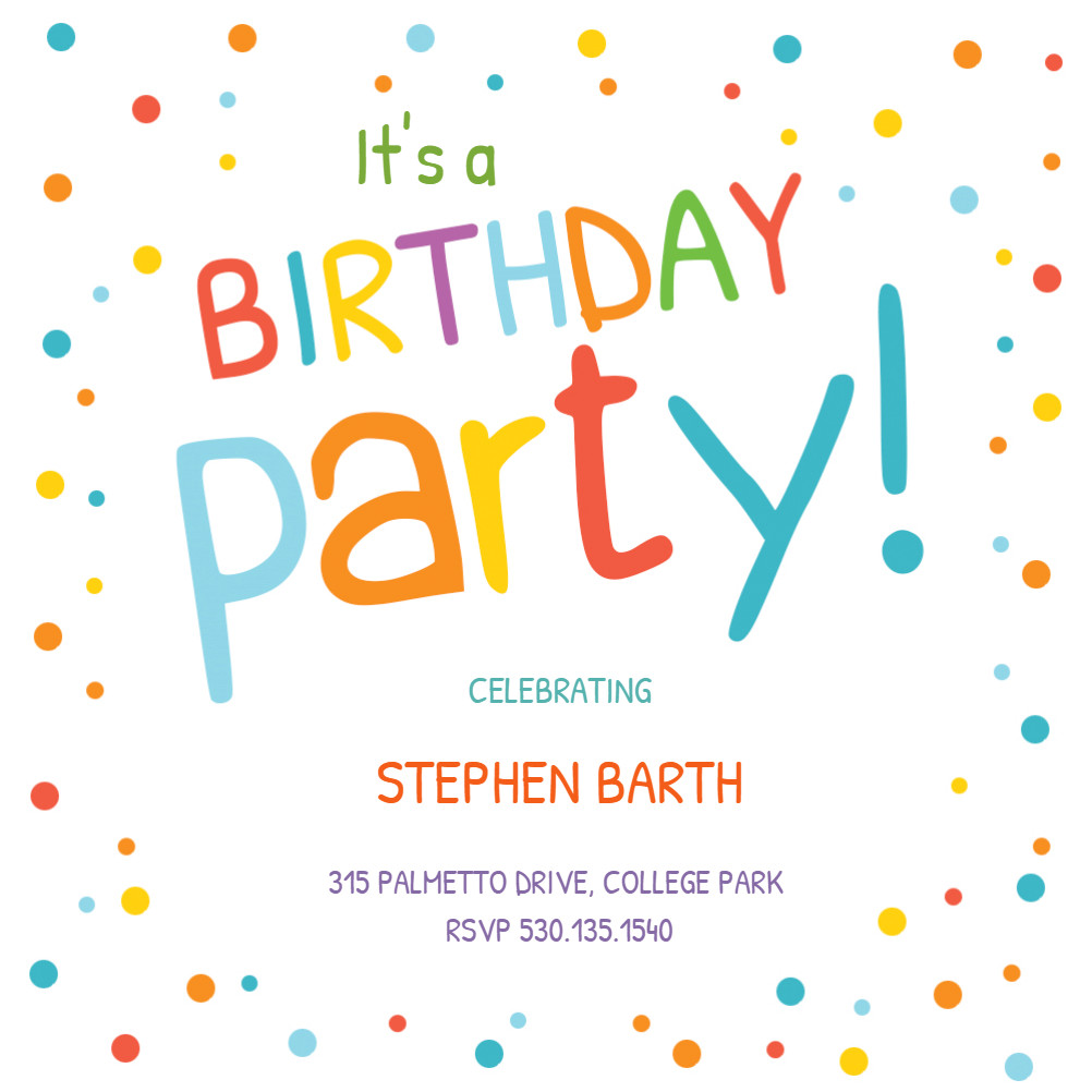 Toddler Birthday Invitations
 Confetti Dots Border Birthday Invitation Template Free