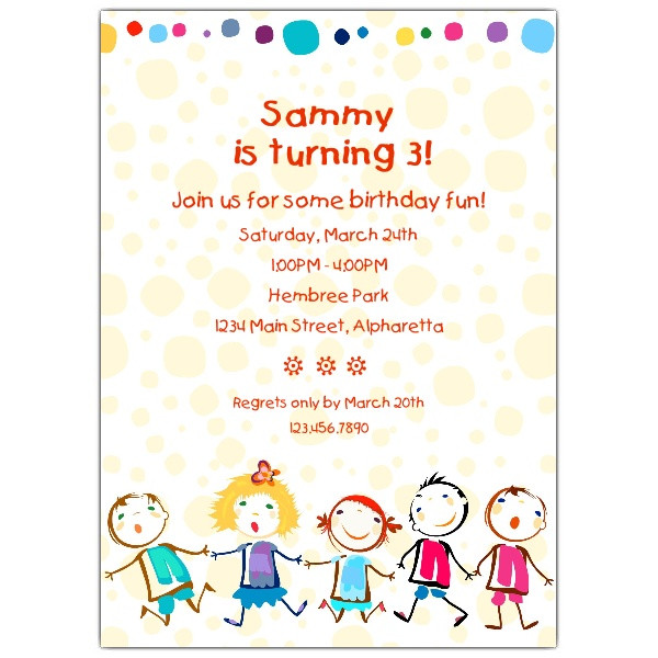 Toddler Birthday Invitations
 Cheerful Kids Birthday Invitations