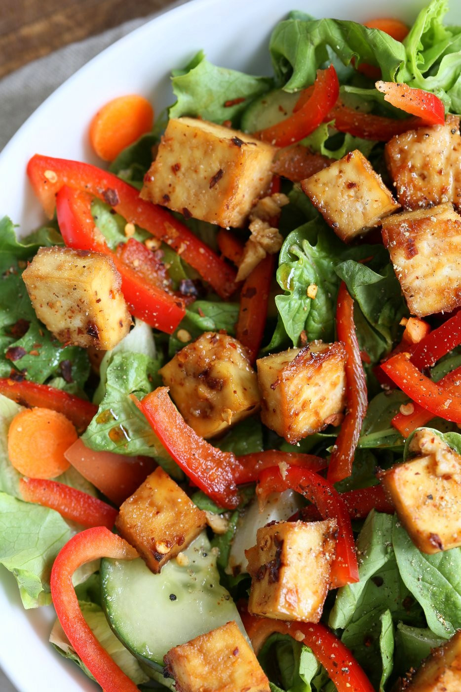 Tofu Recipes Asian
 Crunchy Vegan Asian Salad With Baked Tofu & Garlic Soy