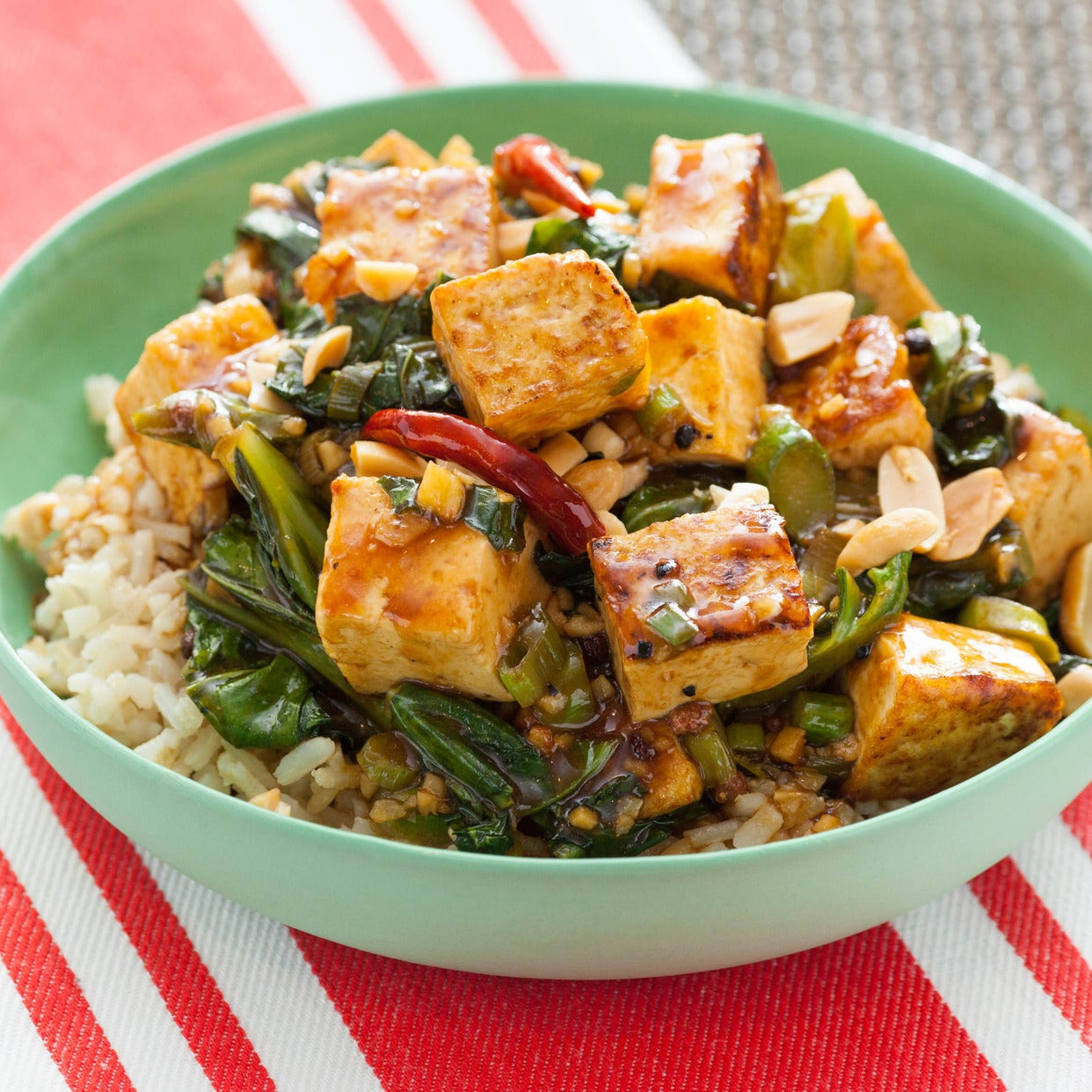 Tofu Recipes Asian
 Recipe Kung Pao Tofu with Chinese Broccoli & Brown Rice