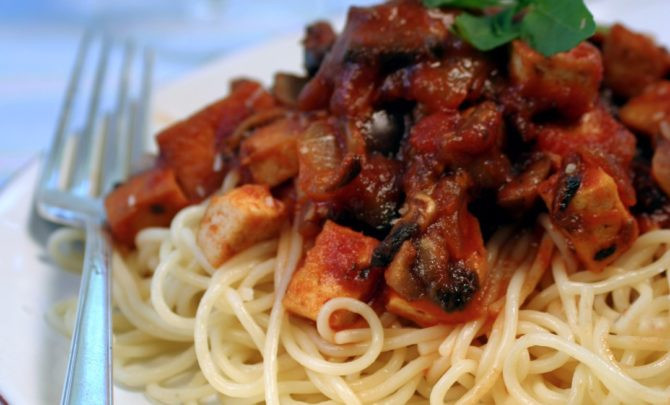 Tofu Spaghetti Sauce
 Spicy Tofu and Mushroom Spaghetti Sauce Recipe Relish