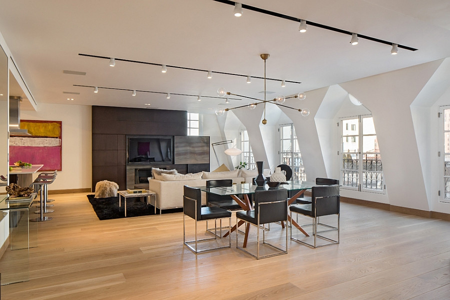 Track Lighting Living Room
 Exclusive New York City Penthouse Blends Tribeca Style