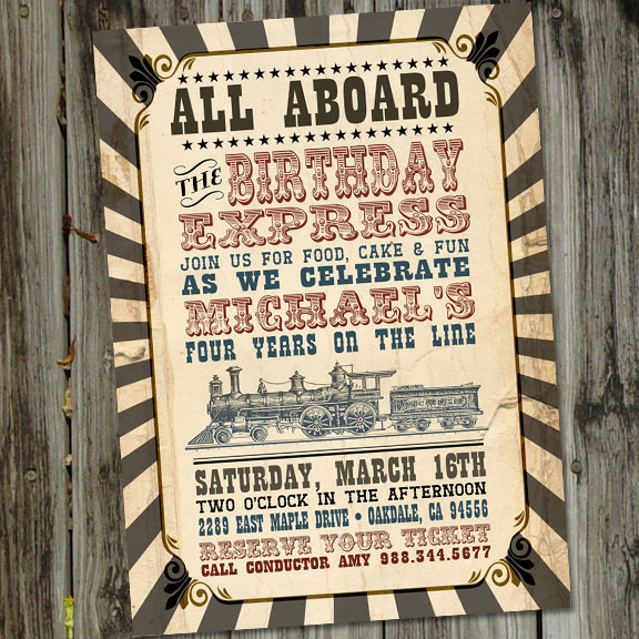 Train Birthday Invitation
 Vintage Train Invitation Train Birthday Invitation Train