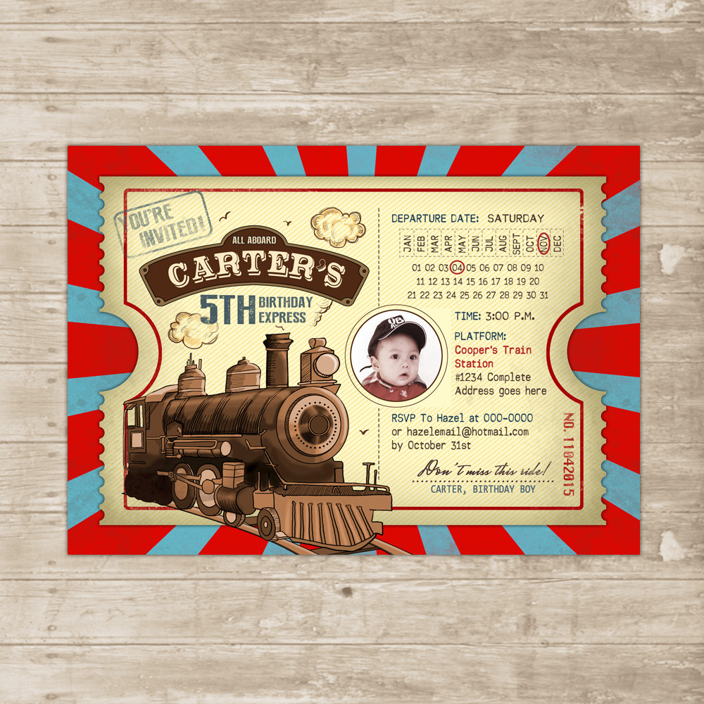 Train Birthday Invitation
 Vintage Train Invitation Steampunk Birthday Invite