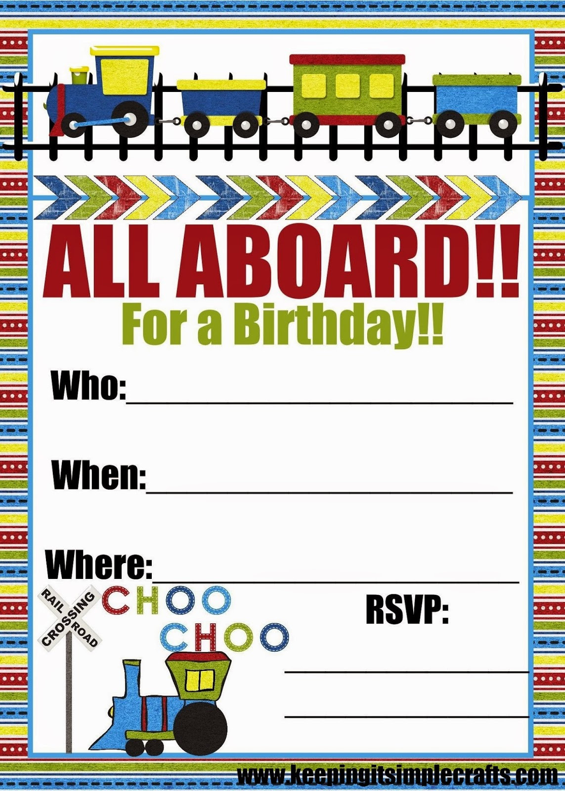 Train Birthday Invitation
 Keeping it Simple Train Boy Birthday Party Ideas Games