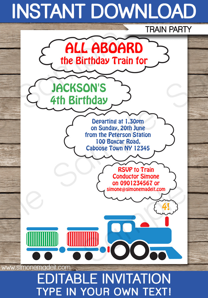 Train Birthday Invitation
 Train Party Invitations Template