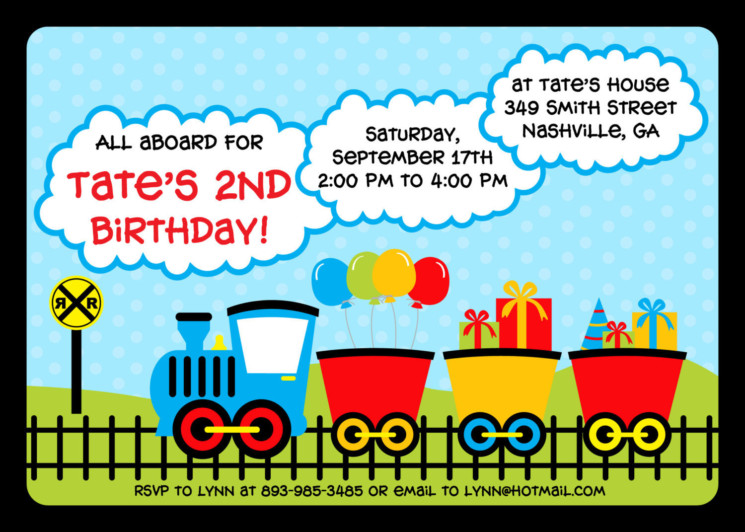 Train Birthday Invitation
 Train Birthday Party Invitation Colorful Train Invitation