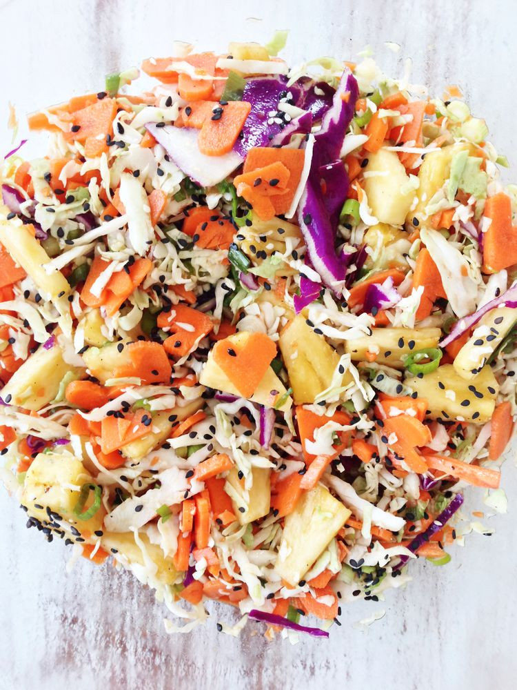 Tropical Side Dishes
 Skinny Hawaiian Slaw