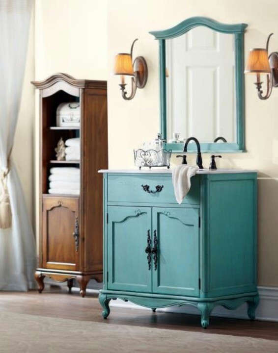 Turquoise Bathroom Vanity
 Turquoise vanity Bathroom decor