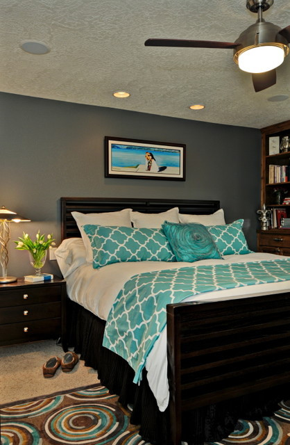 Turquoise Bedroom Walls
 Turquoise Master Eclectic Bedroom Boise by Judith