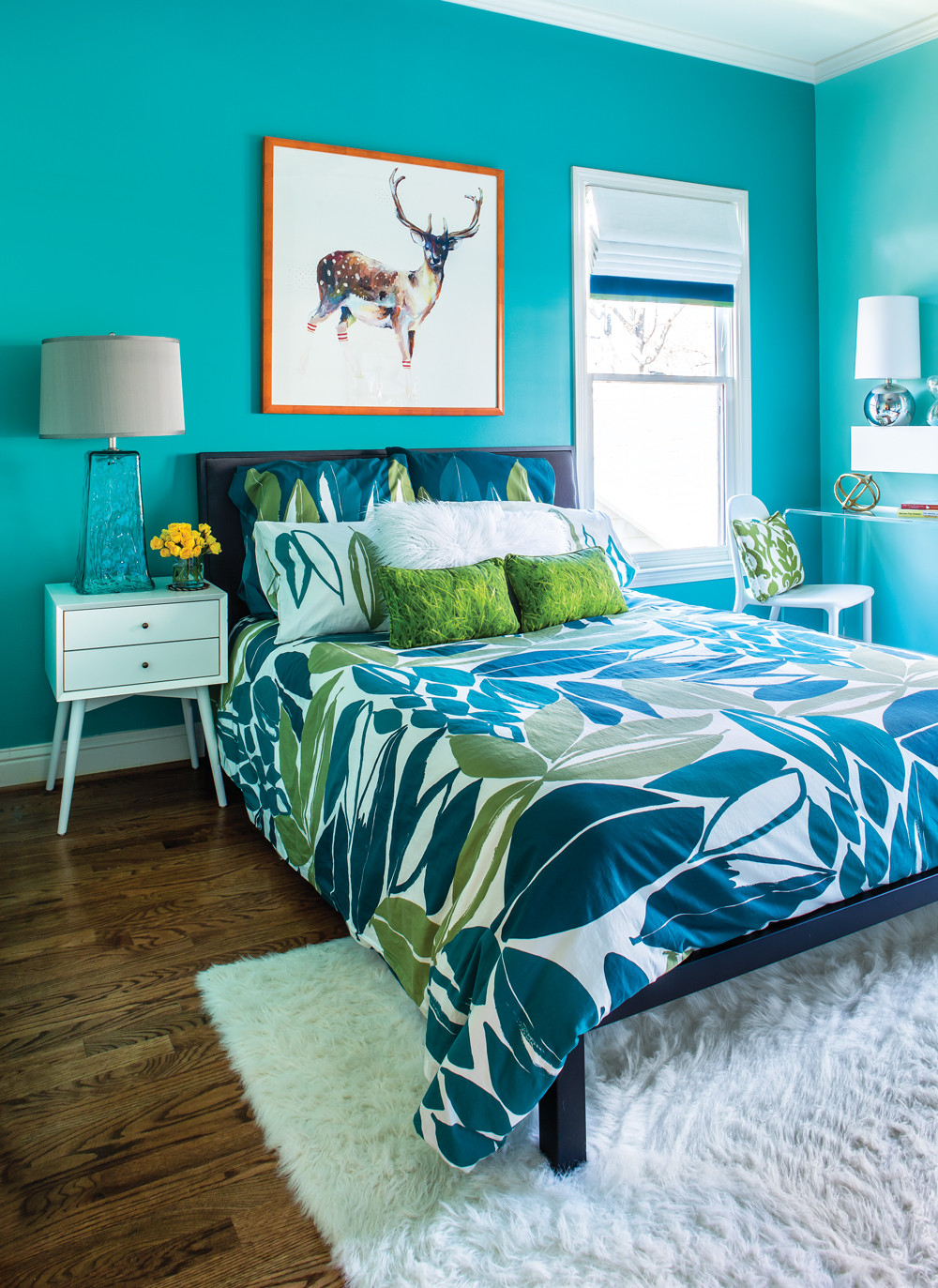 Turquoise Bedroom Walls
 Room Envy This bright turquoise bedroom is a teen dream