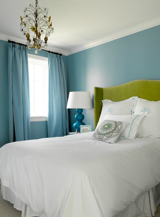Turquoise Bedroom Walls
 Turquoise Drapes Contemporary bedroom Graciela
