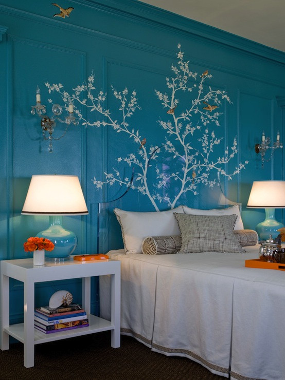 Turquoise Bedroom Walls
 Turquoise and Orange Bedroom Eclectic bedroom