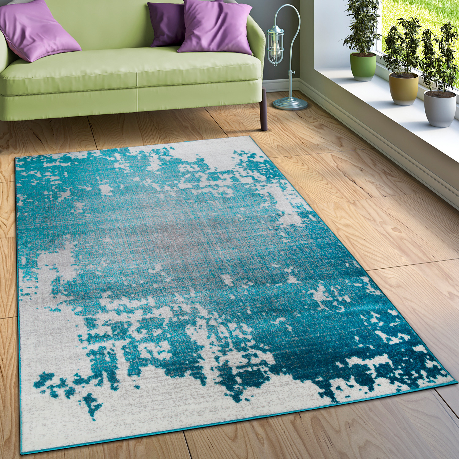 Turquoise Rug Living Room
 Designer Rug Splash Pattern Turquoise