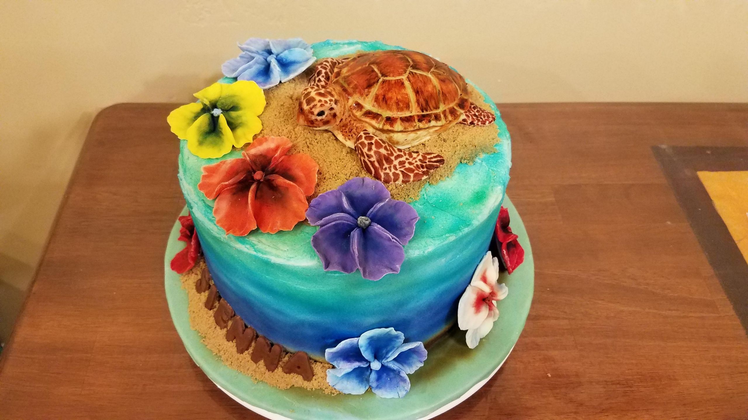 Turtle Birthday Cake
 Sea turtle and Hawaiin flower birthday cake I made as a