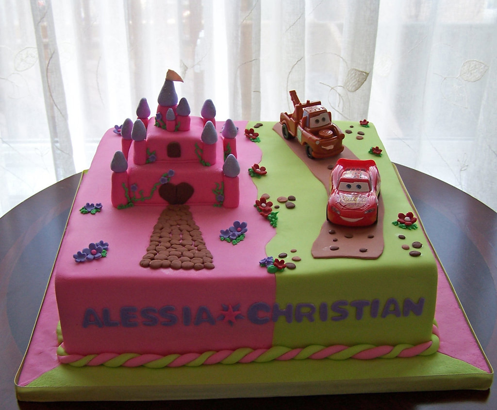 Twin Birthday Cakes
 Twins birthday cake castle and cars