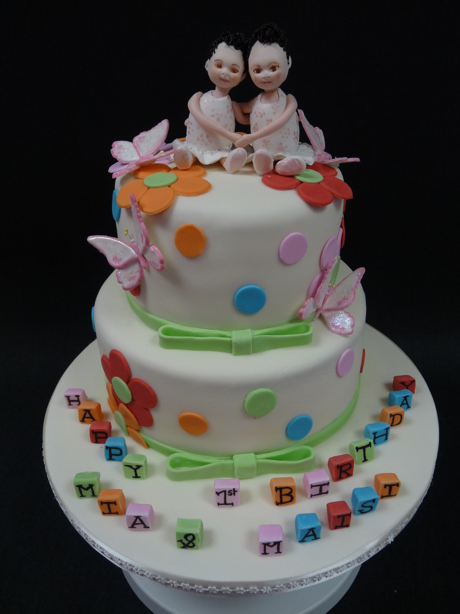 Twin Birthday Cakes
 Twins 1St Birthday Cake CakeCentral