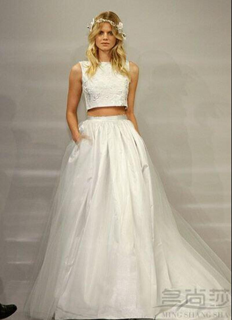 Two Piece Wedding Gowns
 Discount Two Piece Wedding Dresses 2015 Runway A Line