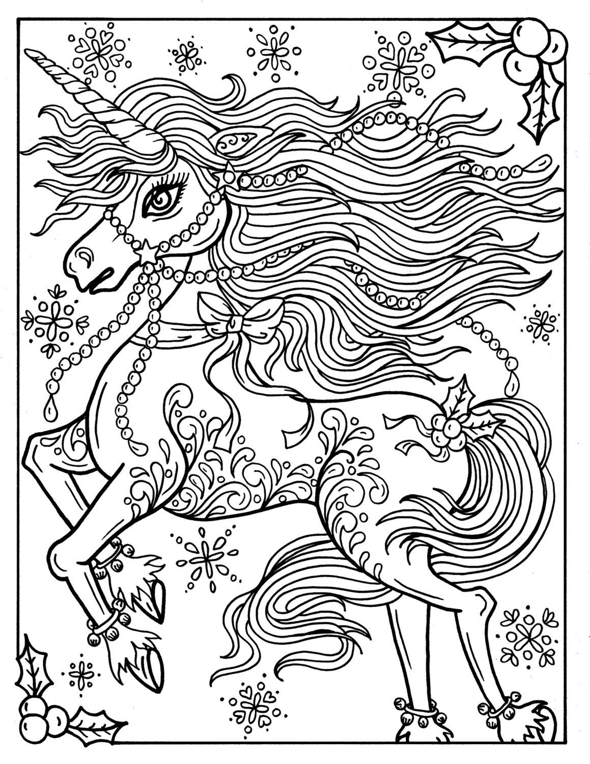 Unicorn Adult Coloring Book
 Christmas Unicorn Adult Coloring page Coloring book