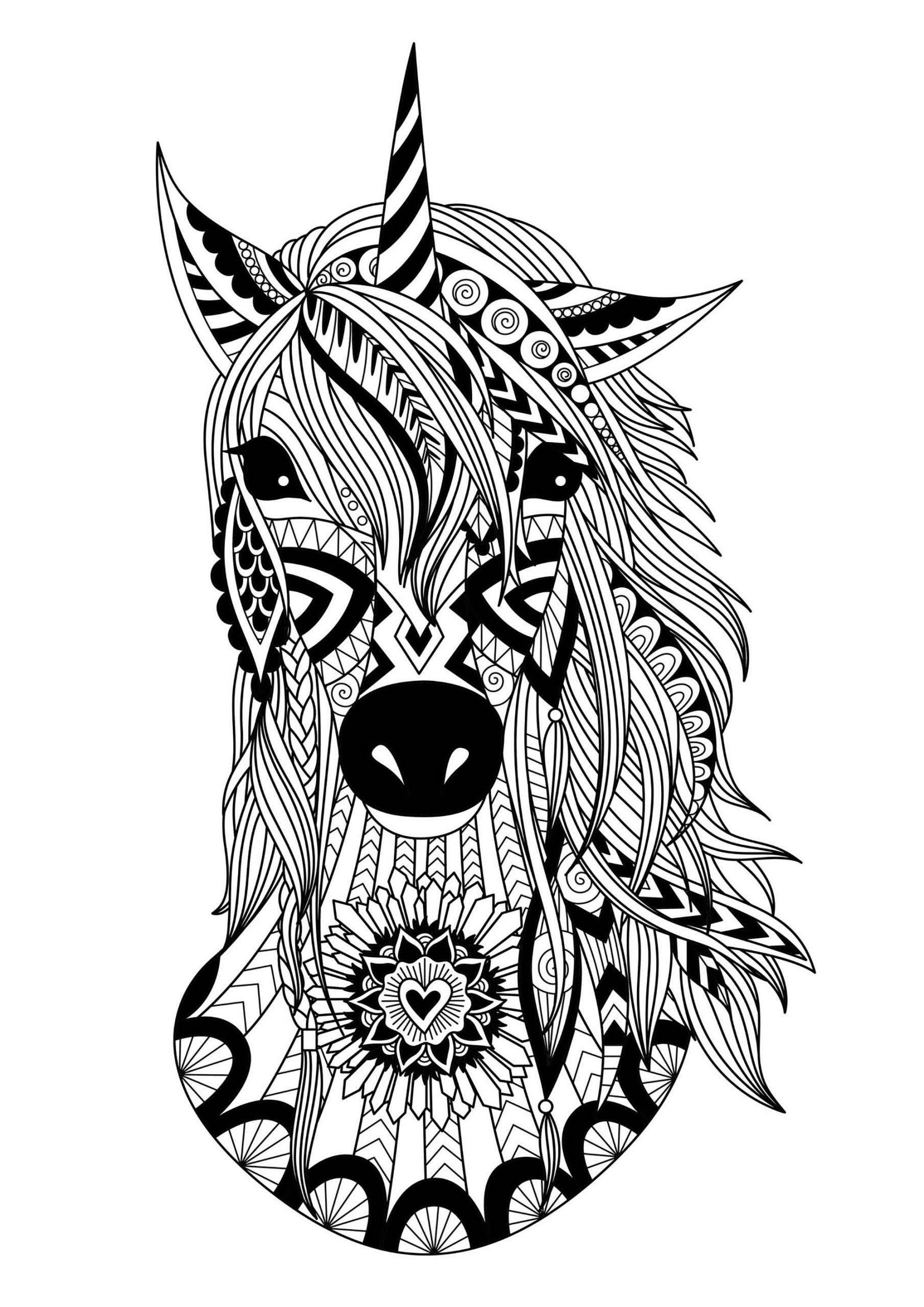 Unicorn Adult Coloring Book
 Unicorn zentangle simple Unicorns Adult Coloring Pages