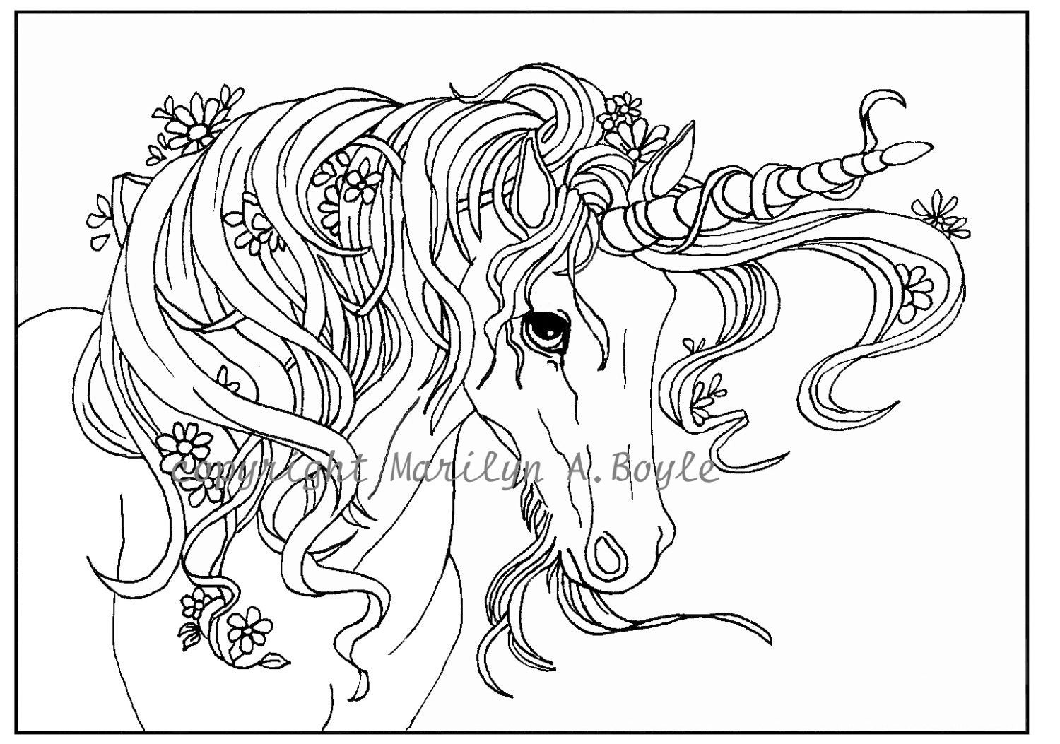Unicorn Adult Coloring Book
 ADULT COLORING Page digital Unicorn flowers