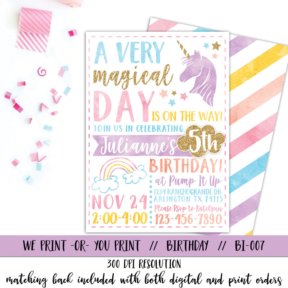 Unicorn Birthday Party Invitations
 Featured ETSY Products Birthday Party Ideas & Themes