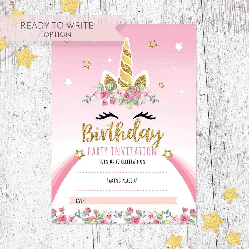 Unicorn Birthday Party Invitations
 unicorn birthday party invitations pack of 20 by heart