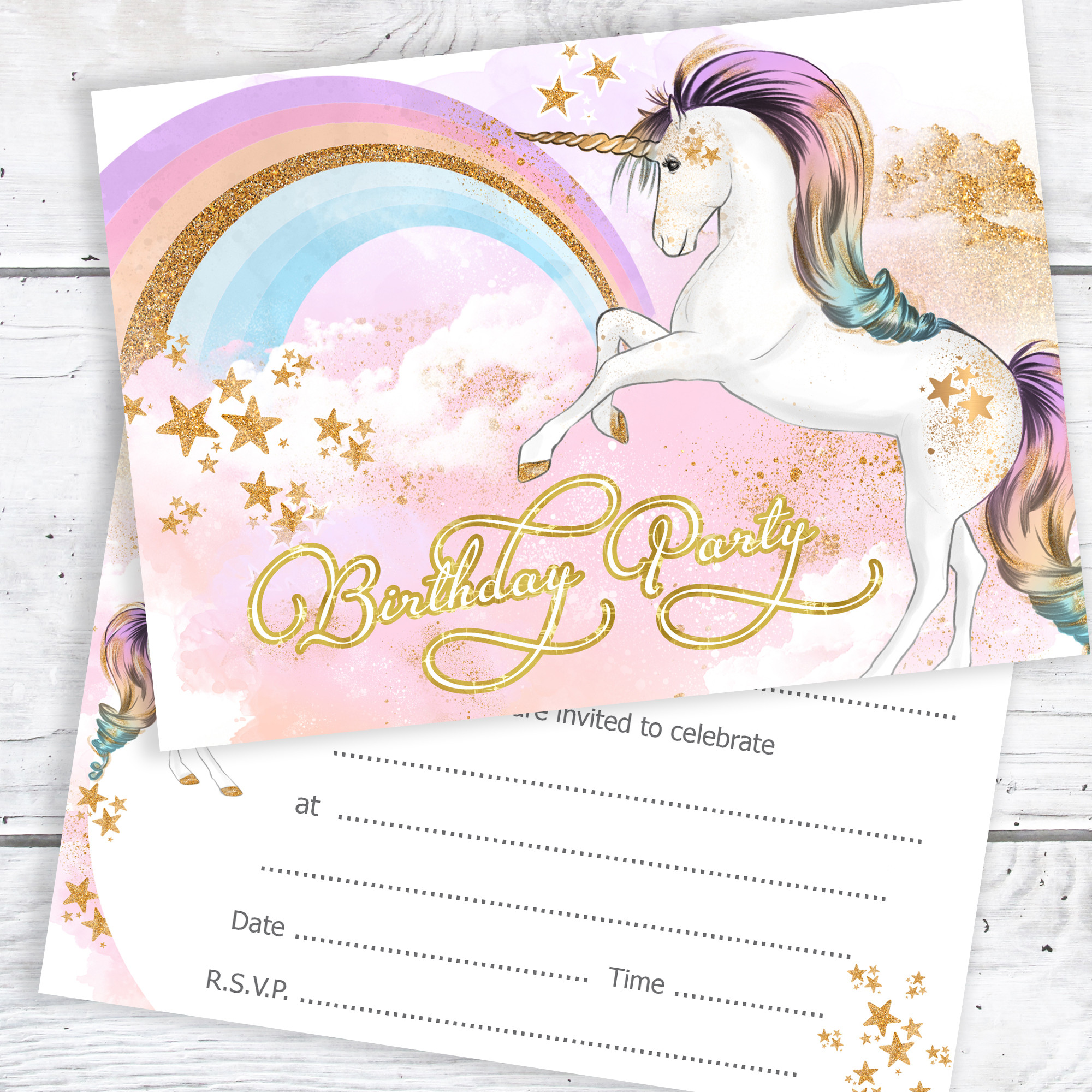 Unicorn Birthday Party Invitations
 Unicorn Birthday Party Invitations – Girls Birthday